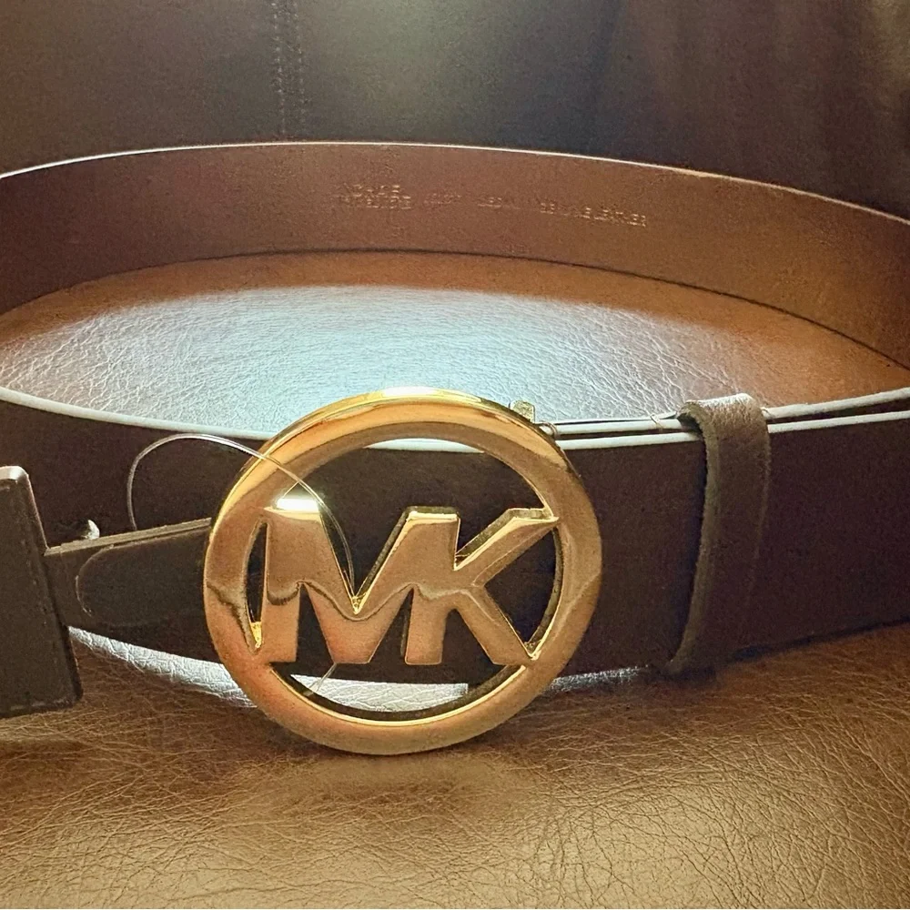 Michael Kors Brown Gold Buckle Belt - Picture 3 of 4